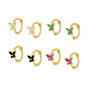 Pendientes aro plata mariposa color – Flyer 10.5mm bañada oro Pendientes aro plata mariposa color - Flyer 10.5mm bañada oro