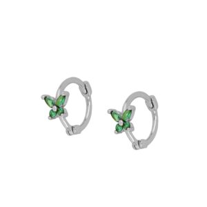 Pendientes aro plata mariposa color - Flyer 10.5mm rodiada