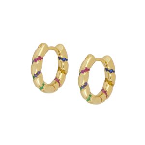 Pendientes aro plata multicolor – Rainbow 16mm chapada oro Pendientes aro plata multicolor - Rainbow 16mm chapada oro