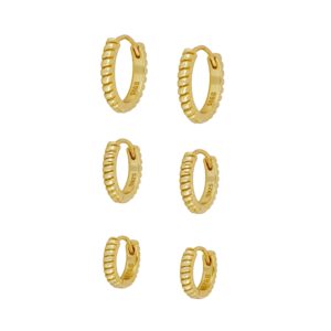 Pendientes aro plata ondas - Niza 3 medidas bañado oro