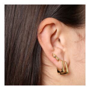 Pendientes aro plata rectangular - Veya 16mm foto