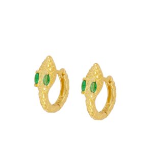 Pendientes aro plata serpiente - Snekinn 13mm bañado oro