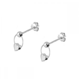 Pendientes plata con aro y corazón – Vixa rodiada Pendientes plata con aro y corazón - Vixa rodiada