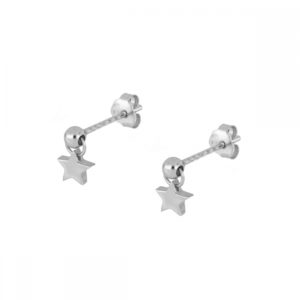 Pendientes plata con aro y estrella - Kila rodiada