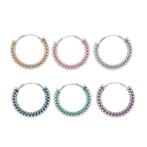 Pendientes plata hilos 6 colores - Alma 25mm rodiada