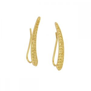 Pendientes trepadores hoja de ramas 25mm bañada oro