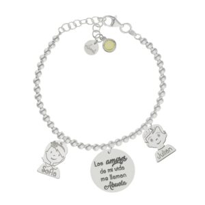 Pulsera Mi vida plata - Abuela y nietos
