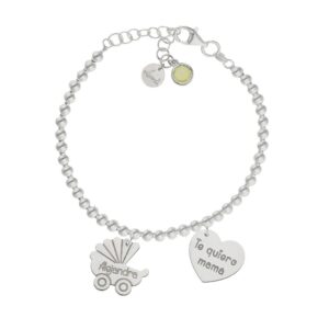 Pulsera mi vida plata - Carrito y mama