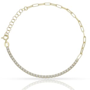 Pulsera plata chapada en oro circonitas y eslabones