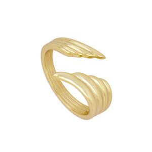 Anillo abierto plata alas - Evana bañado oro