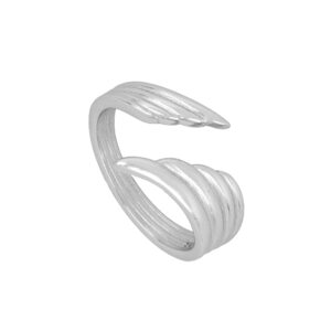 Anillo abierto plata alas – Evana rodiada Anillo abierto plata alas - Evana rodiada