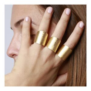Anillo abierto plata bañada oro - Velora 25mm