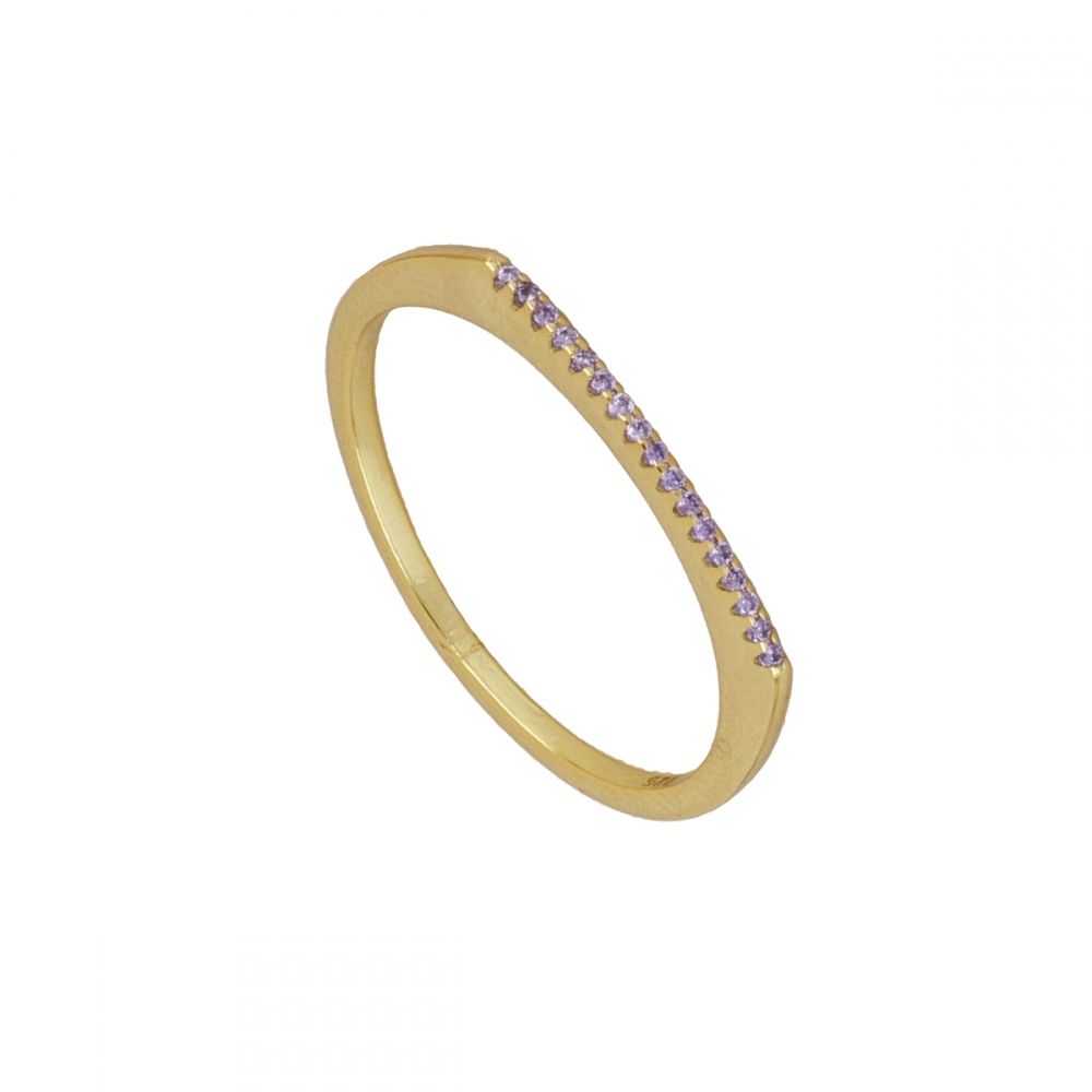 Anillo plata circonita 4 colores - Lúmina 2mm Anillo circonita 4 colores - Lúmina 2mm lila bañado oro
