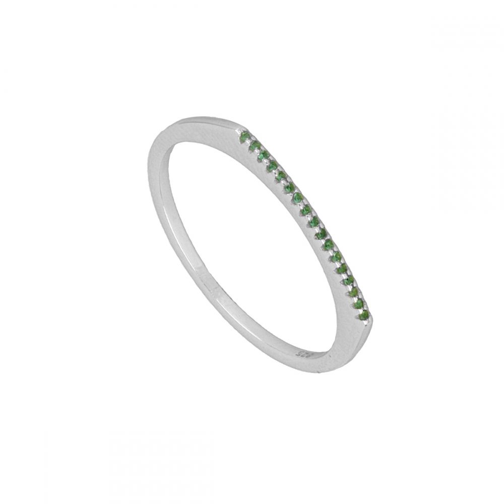 Anillo plata circonita 4 colores - Lúmina 2mm Anillo circonita 4 colores - Lúmina 2mm verde rodiada