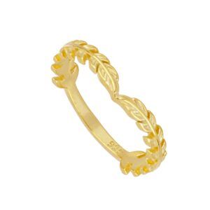 Anillo laurel dioses plata Rhéa bañado oro