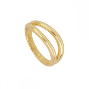 Anillo plata 2 lineas - Ametra bañado oro