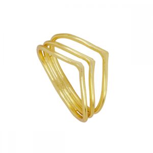 Anillo plata 3 lineas forma V – Liora bañado oro Anillo plata 3 lineas forma V - Liora bañado oro