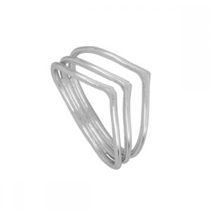 Anillo plata 3 lineas forma V - Liora rodiada