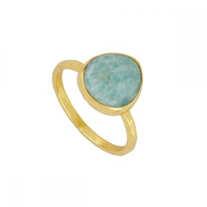 Anillo plata amazonita – Fulgo 11x12mm bañado oro Anillo plata amazonita - Fulgo 11x12mm bañado oro