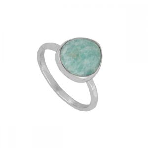Anillo plata amazonita - Fulgo 11x12mm rodiada