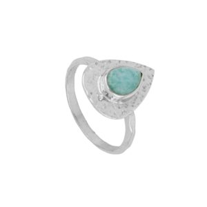 Anillo plata amazonita gota - Velina 16x12mm rodiada