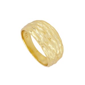 Anillo plata arrugado – Kaora 10mm bañada oro Anillo plata arrugado - Kaora 10mm bañada oro