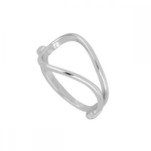 Anillo plata bifurcado - Saur 12.50mm rodiada