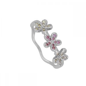 Anillo plata circonita 3 flores – Alhaja rodiada Anillo plata circonita 3 flores - Alhaja rodiada