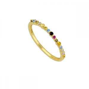 Anillo plata circonita – Multicolors 1.3mm bañado oro Anillo plata circonita - Multicolors 1.3mm bañado oro