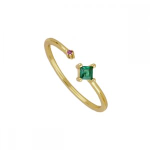Anillo plata circonita color - Auréa bañado oro