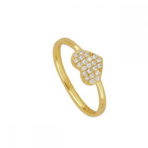 Anillo plata circonita corazón - Éclat 6mm bañado oro