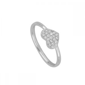 Anillo plata circonita corazón – Éclat 6mm rodiada Anillo plata circonita corazón - Éclat 6mm rodiada