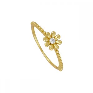 Anillo plata circonita flor - Tresh 6.3mm bañado oor