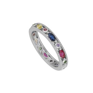 Anillo plata circonitas colores – Neyen 3.5mm rodiada Anillo plata circonitas colores - Neyen 3.5mm rodiada