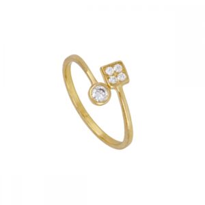 Anillo plata circonitas cuadrado y circulo – Nitel bañado oro Anillo plata circonitas cuadrado y circulo - Nitel bañado oro
