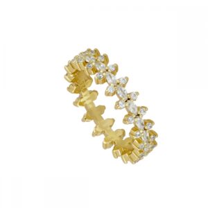 Anillo plata circonitas flores – Brilen 5mm chapado oro Anillo plata circonitas flores - Brilen 5mm chapado oro