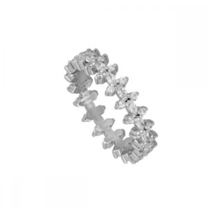 Anillo plata circonitas flores - Brilen 5mm rodiada