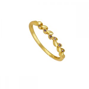 Anillo plata circonitas hojas - Ezhil 3 colores bañado oro lila