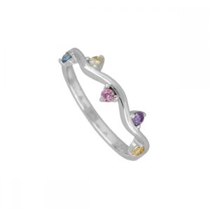 Anillo plata circonitas multicolores - Eclipta rodiada