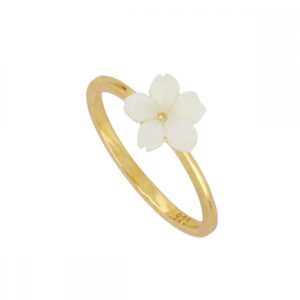 Anillo plata flor nacar – Briza 8mm bañado oro Anillo plata flor nacar - Briza 8mm bañado oro
