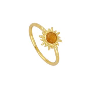 Anillo plata opalo colores - Coralia 9mm bañado oro