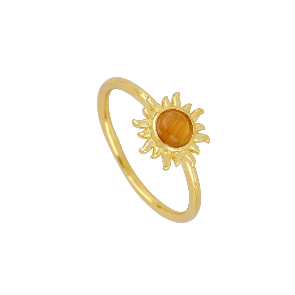 Anillo plata opalo colores - Coralia 9mm bañado oro