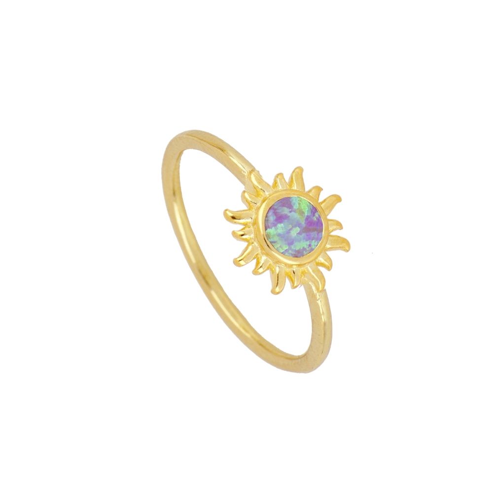 Anillo plata opalo colores - Coralia 9mm lila bañado oro