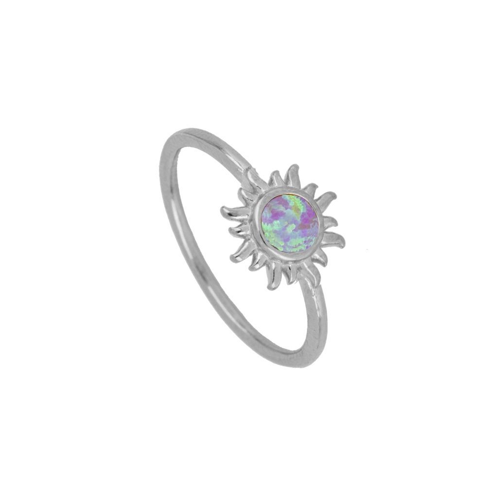 Anillo plata opalo colores - Coralia 9mm rodiada lila