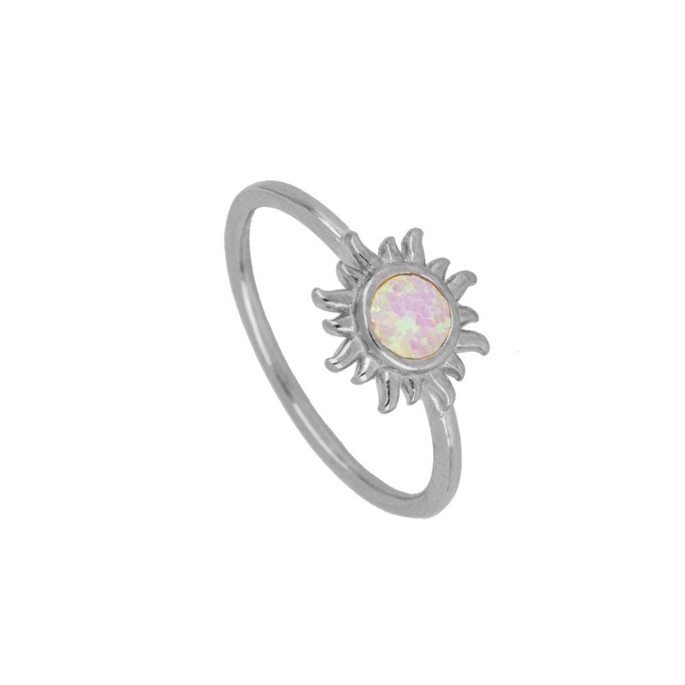 Anillo plata opalo colores - Coralia 9mm rosa rodiada