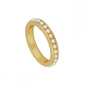 Anillo plata perlas 3.5mm - Lunara bañado oro