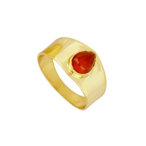 Anillo plata piedra cornalina – Kaora 10mm bañada oro Anillo plata piedra cornalina - Kaora 10mm bañada oro