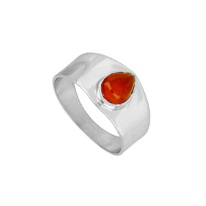 Anillo plata piedra cornalina - Kaora 10mm rodiada