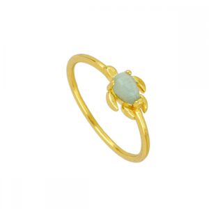Anillo plata piedra opalo tortuga 10×7.5mm bañado oro azul Anillo plata piedra opalo tortuga 10x7.5mm bañado oro azul