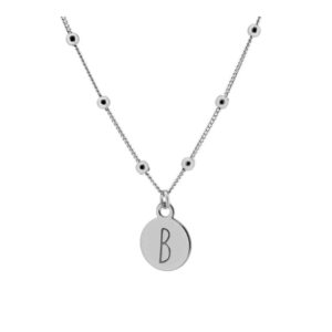 Collar charm inicial plata 9mm rodiada B
